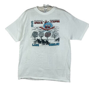 Vintage T-Shirt Size L White Bike-A-Thon 1995 Lake Chelan 20th Anniversary
